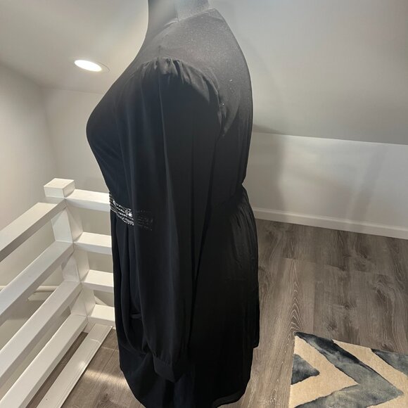 City Chic Black Long Sleeve Wrap Dress - Timeless & Elegant - Picture 5 of 7